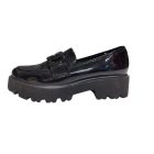 Női 36-os fekete lakk belebújós félcipő