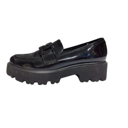 Női 36-os fekete lakk belebújós félcipő