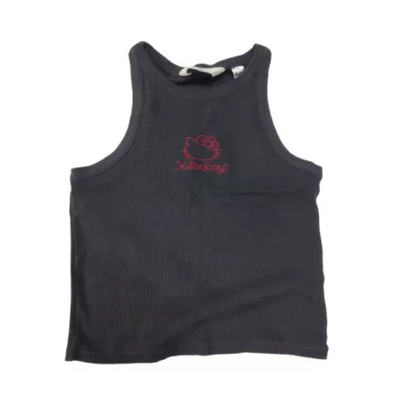 158-164-es fekete ujjatlan bordás top, póló - Hello Kitty- H&M (kicsit fakóbb)