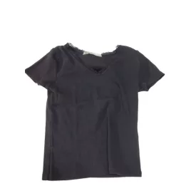 146-152-es fekete bordás top, póló - H&M