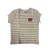 146-152-es fehér-barna csíkos bordás top, póló - H&M