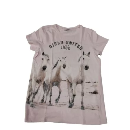 158-164-es rózsaszín csillogó lovas póló - Page one Young 