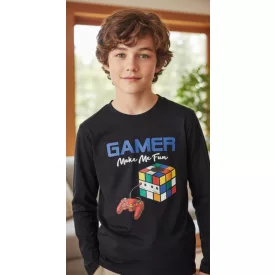   104-es sötétkék Rubik-kockás, gamer pamutfelső - Crossfire - ÚJ