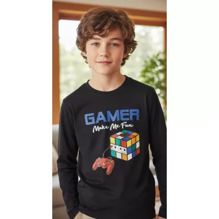 104-es sötétkék Rubik-kockás, gamer pamutfelső - Crossfire - ÚJ