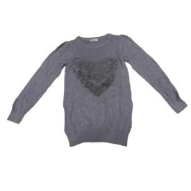   158-164-es szürke virágrátétes puha kötött pulóver - H&M