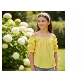 152-es sárga magában csíkos krepp blúz - H&M