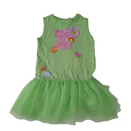 98-104-es zöld virágos tüllös aljú ruha - H&M