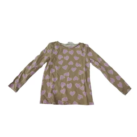 122-128-as barna szivecskés pamutfelső - H&M