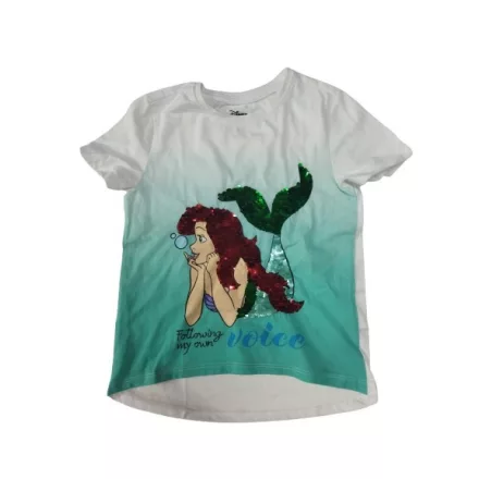 128-as fehér-zöld átfordítható flitteres póló - Ariel - Disney - Sinsay