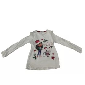   134-es fehér tüllös vállú karácsonyi pamutfelső - Gabi babaháza - Gabby's Dollhouse (matrica kicsit kopott)