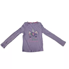   134-es lila unikornisos bordás anyagú sztreccs pamutfelső - Little Kids