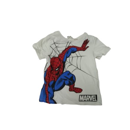 98-104-es fehér póló - Spiderman - Pókember - H&M (használtabb)