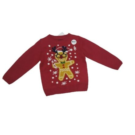 116-os piros karácsonyi kötött pulóver lánynak - In Extenso - ÚJ