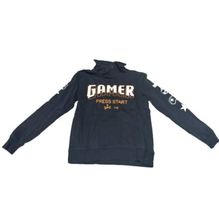146-152-es fekete feliratos (Gamer) pulóver - H&M