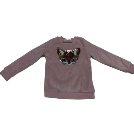 110-116-os rózsaszín rókás átfordítós flitteres szőrmés pulóver - H&M