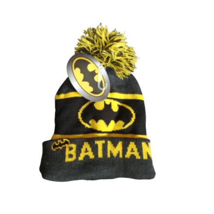 52 cm-es fejre fekete-szürke-sárga téli sapka - Batman - ÚJ