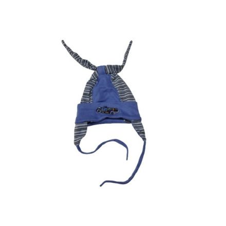 42-44 cm-es fejre kék füles-kötős autós pamutsapka - ÚJ 