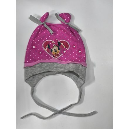 44-48 cm-es fejre pink kötős pamut sapka - Minnie Egér - ÚJ 