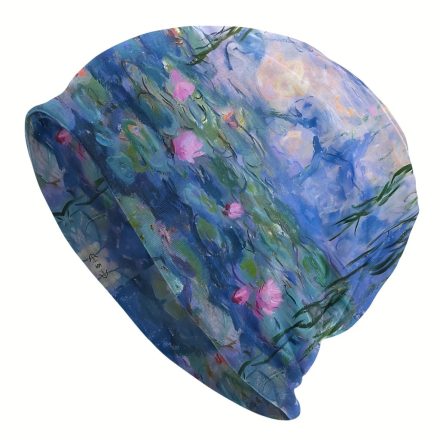 Festményes kifordítható beanie sapka - Monet: Vízililiomok - ÚJ