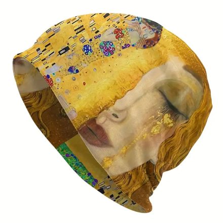 Festményes kifordítható beanie sapka - Gustav Klimt: Arany könnyek - A csók - ÚJ