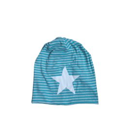 Női zöld-szürke csillagos bélelt pamut sapka - ÚJ