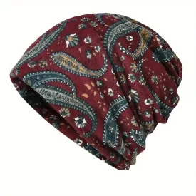   Női bordó paisley mintás multifunkciós beanie sapka vagy sál - ÚJ 
