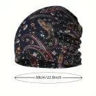 Női fekete paisley mintás multifunkciós beanie sapka vagy sál - ÚJ 