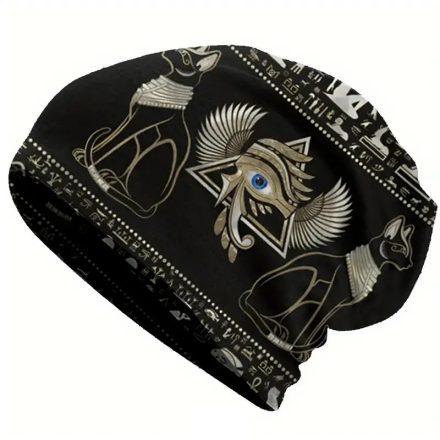 Unisex egyiptomi mintás, bohém mintás beanie sapka, vagy sál - ÚJ 