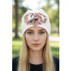 Női vagy kamasz fehér lovas beanie sapka - ÚJ 