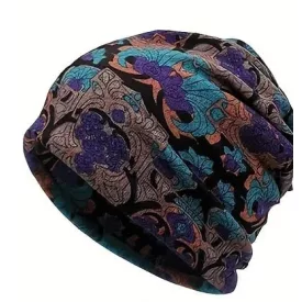   Női lila-kék mintás multifunkciós beanie sapka vagy sál - ÚJ 