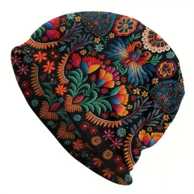 Női fekete pszichedelikus mintájú beanie sapka - ÚJ 