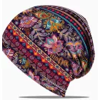 Női pink-lila virágos bohém mintás multifunkiós beanie sapka (vagy körsál, fejpánt, stb) - ÚJ 