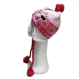   54 cm-es fejre világosrózsaszín bélelt téli kötött sapka - Minnie Egér - ÚJ