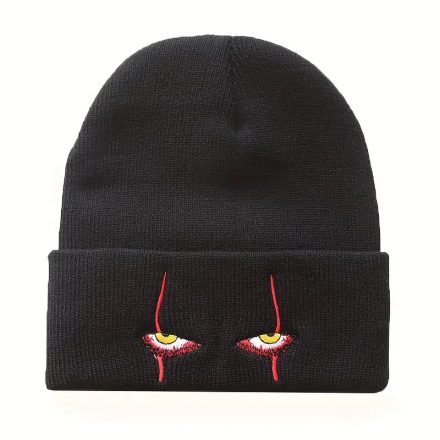 Felnőttre vagy nagyobb gyerekre fekete kötött beanie sapka - Pennywise - ÚJ