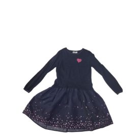   134-140-es sötétkék kötött szivecskés flitteres ruha - H&M