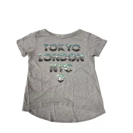 158-164-es szürke flitteres feliratos póló - H&M