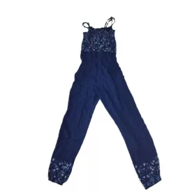 170-es kék virágos pamut playsuit, nyári overall - H&M