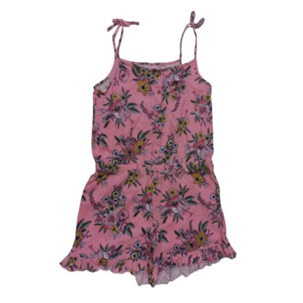 164-es rózsaszín virágos pántos playsuit - F&F