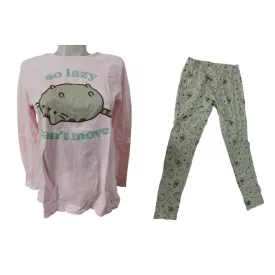 158-164-es rózsaszín-mentazöld cicás pizsama - Reserved