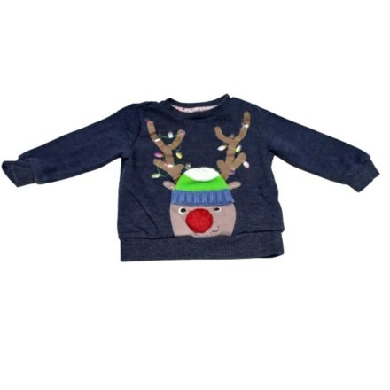 92-es sötétkék rénszarvasos karácsonyi pulóver - F&F
