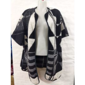   Női fekete-szürke polár poncsó (kb S-M méretű) - Marks & Spencer