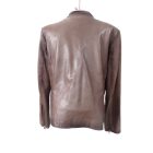 Női 3XL-es barna valódi bőrdzseki, rövid kabát - Diego