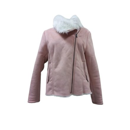 Női L-es rózsaszín szőrmével bélelt velúr kabát - Select