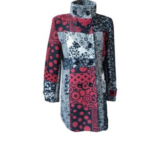 Női XL-es szürke-piros olasz szövetkabát