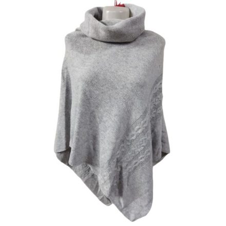 Női szürke kötött pelerin, poncsó 