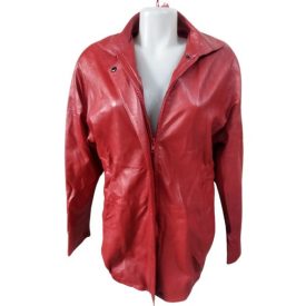 Női XS-es piros valódi bőrkabát - SCF Furs