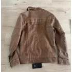 Férfi L-es barna műbőr dzseki, kabát vékony polárral bélelve - ÚJ