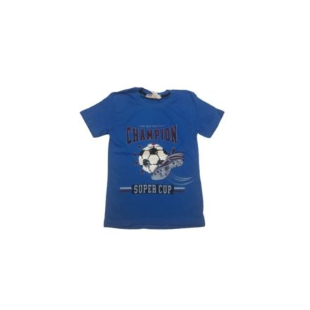 122-128-as kék focilabdás átfordítható flitteres póló - ÚJ