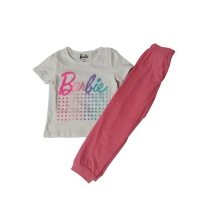 110-es fehér-rózsaszín pizsama - Barbie - ÚJ