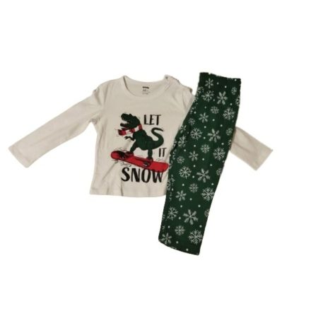 98-as zöld-fehér karácsonyi dínós pizsama - Sinsay - ÚJ